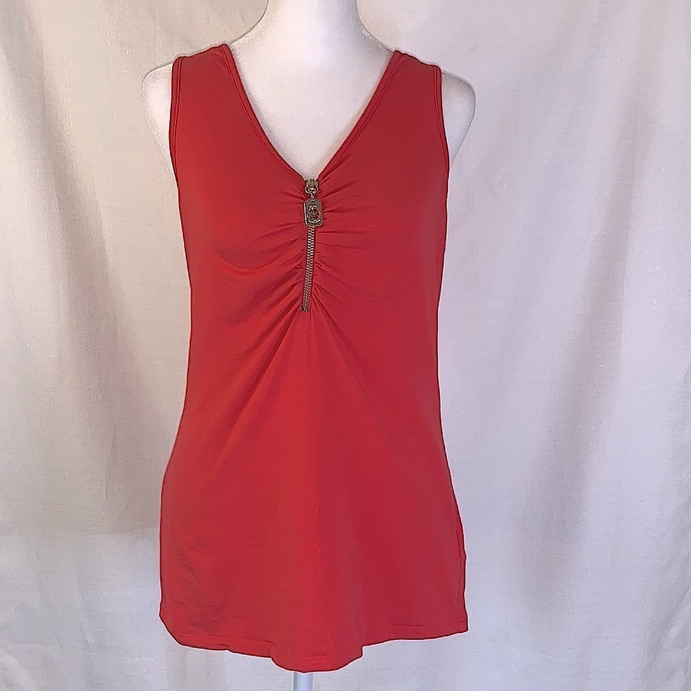 Michael Kors Coral Gold Zip Front Tank